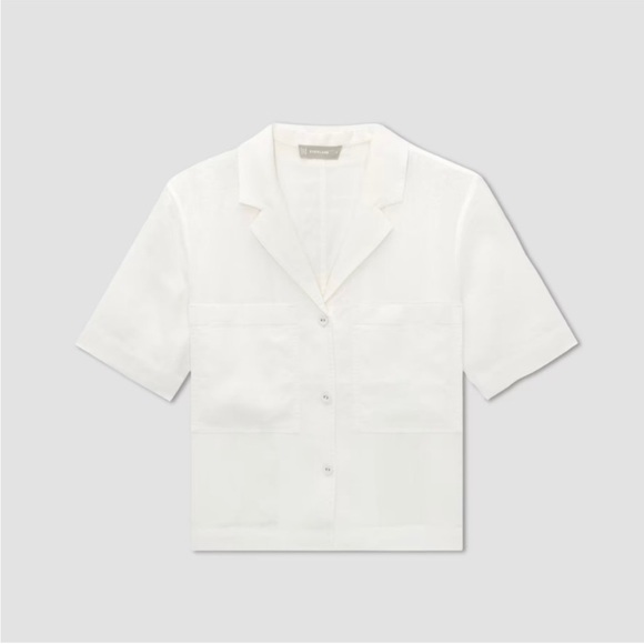 White Everlane Linen Notch Collar Shirt with Pockets (Size XXS) - Picture 1 of 10